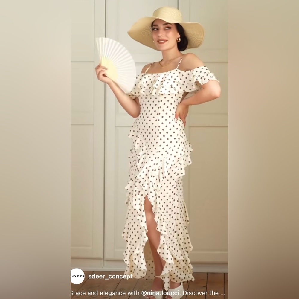 NWT  S.DEER Polka Dot Off-Shoulder Dress